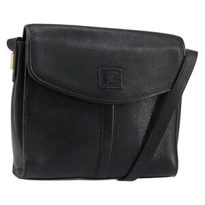 Authentic Burberrys Shoulder Bag Leather Black Gold